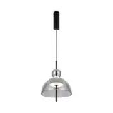 MAYTONI DECORATIVE LIGHTING Moderne Pendelleuchte Bangkok LED Schwarz aus Glas Rauch Farbe und Metall 1200 Lumen - 12W Diameter- 25 Zm. für Küche, Schlafzimmer, Wohnzimmer, Esszimmer, Lobby