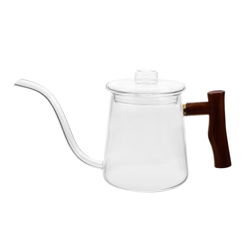 IMIKEYA Schwanenhals-Wasserkocher Zum Übergießen Von Kaffee Teekessel Glas-Kaffeekessel Mit Deckel Wasserkocher Kaffeekanne Für Küchenherd 480 Ml