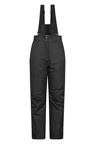 Mountain Warehouse Moon Skihose für Damen - Thermo-Schneehose, Outdoorhose für Damen, Verstellbarer Bund, mit abnehmbaren Hosenträgern, Skibekleidung, Weite Passform Schwarz Damengröße EU 40