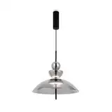 MAYTONI DECORATIVE LIGHTING Moderne Pendelleuchte Bangkok LED Schwarz aus Glas Rauch Farbe und Metall 1200 Lumen - 12W Diameter- 40 Zm. für Küche, Schlafzimmer, Wohnzimmer, Esszimmer, Lobby