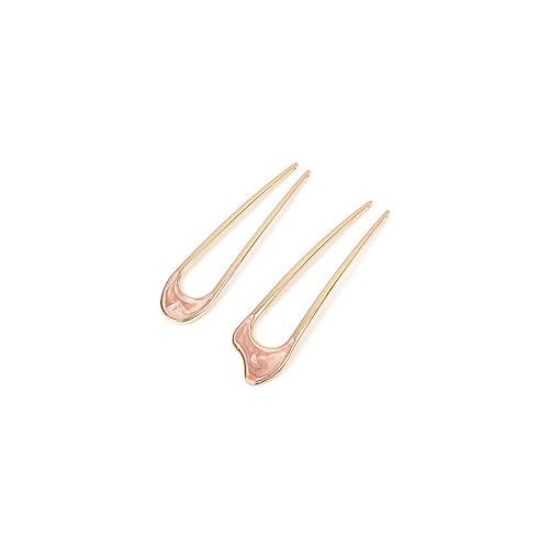 Französisch Stil Haarspange,2 PCS Haarnadelgabel Schale Haarnadel Metall U Förmige Haarstäbchen Vintage Einfache Metall Haarnadel 2 Zinken Dutt Haarstyling Zubehör Metal U Shape Hair Pin