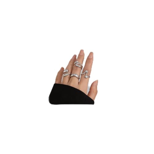 FloralGrace 4 Stück Ring Set Silber Damen, Silber Stapelbare Statement Ringe, Einstellbare Ringe Für Verlobung, Schicke Silberringe Für Damen Elegant Und Zeitlos