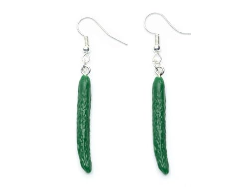 Miniblings Gurken Ohrringe Gemüse Bauer Salatgurken Veggie vegan grün - Handmade Modeschmuck I Ohrhänger Ohrschmuck vergoldet
