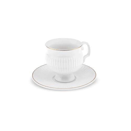 Karaca Malta Kaffeetassen Set für 6 Personen - 12 Teilig: Porzellan Kaffeetassen und Untertassen Set, Modernes Design, Perfekt für Kaffeeliebhaber und Gesellige Zusammenkünfte