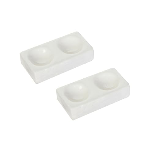 2 Stück 2 Mulden Porzellan Spotting Reaktionsplatten Set, Keramik-Reaktionsplatten für Versuche, Multifunktions-Experimentiertafeln mit Spotting-Tablett, für Laborversuche und Tests