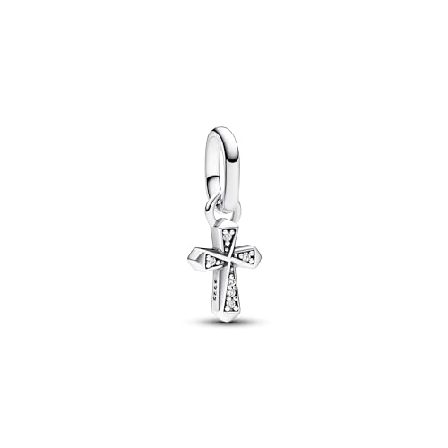 PANDORA ME Funkelndes Kreuz Mini-Charm-Anhänger aus Sterling Silber mit Cubik Zirkonia, Kompatibel ME und Moments Armbändern, 793044C01