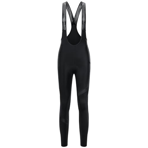 Santic Fahrrad-Trägerhose Damen Lang mit Sitzpolster Reflektierend Superelastisch Radsport Leggings Schwarz XXL