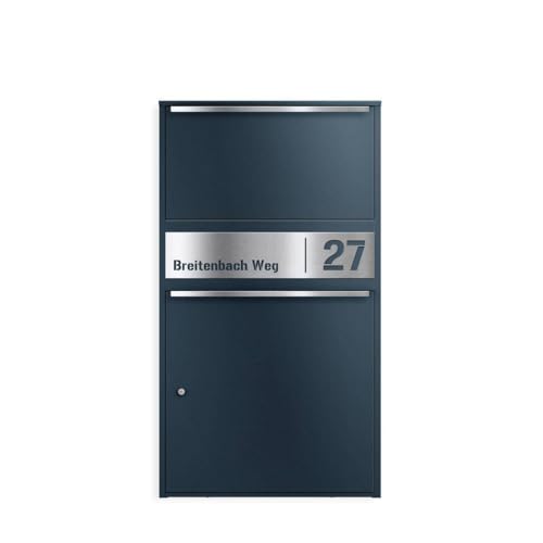 Metzler Paketbox draußen groß XXL, Paketkasten in Anthrazit RAL7016, Postbox personalisiert mit Edelstahl Namensschild Gravur, rostfrei und wasserdicht - Bispo Max 2