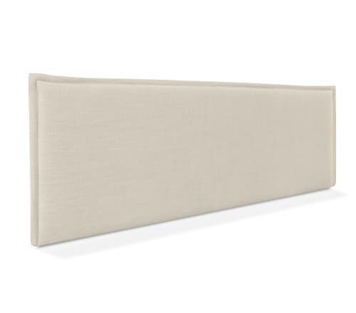 DHOME Plain Natural Leinen Kopfteil mit Einfassung gepolstertes Kopfteil Bett Modernes Schlafzimmer TOP Trending (Beige, 145cm (Betten 120/135/140))