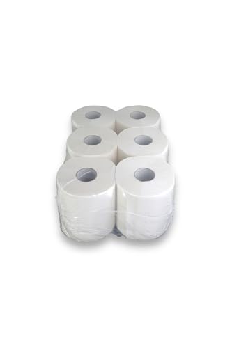 6 Handtuchrollen 2-lagig Tissue Papierrollen MIDI Rollen Hochweiß 20cm breit 160m perforiert 450 Blatt á 20x36cm Innenabrollung Papierhandtuchrolle