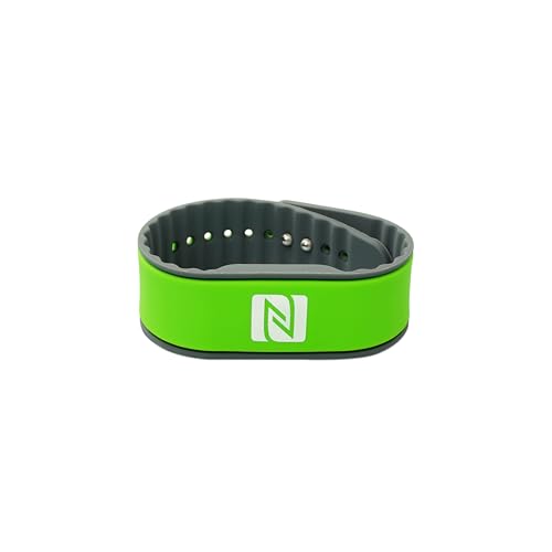 NFC Armband Silikon, individuell programmierbar, wasserfest, flexibel, verstellbar, NTAG 216, 924 Byte, 260 x 27 x 5 mm, Grün