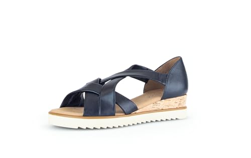 Gabor Damen Keilsandalen, Frauen Sandalen,Leichte Mehrweite (G),offene schuhe,strandschuhe,keilsandaletten,flach,midnight (Kork),41 EU / 7.5 UK