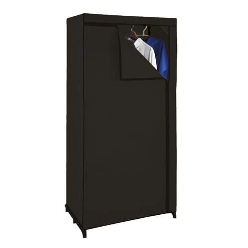Spetebo Stoffschrank 160 cm inkl. Kleiderstange - Farbe wählbar - Kleiderschrank Faltschrank Stoffkleiderschrank (schwarz)