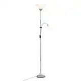 BRILLIANT Lampe Spari Deckenfluter Lesearm silber/weiß | 1x A60, E27, 60W, geeignet für Normallampen (nicht enthalten) | Mit Schnurzwischenschalter