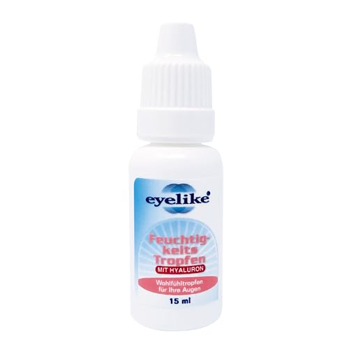 Eyelike Augentropfen mit Hyaluron - ideal für Kontaktlinsen - spendet langanhaltend Feuchtigkeit und verbessert Seh- und - 15 ml