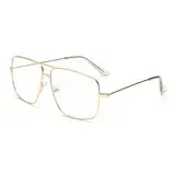 Teuena Brille Ohne Stärke Damen Und Herren, Retro Klassische Metallrahmen Brillenfassung, Ebenenspiegel Dekobrille Unisex Fake Brille Ohne Stärke Gold Brillengestelle, Passt Zu Verschiedenen Stilen