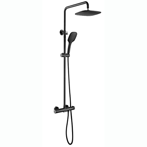 Generisch Duschsystem mit Duschkopf Thermostatische Duschkombination Set Wandmontage Duschbarocet Set Regenmixer Duschkombination Set mit 3 Modus Handheld Duschbadewanne Ausstrich , gebürstetes Gold