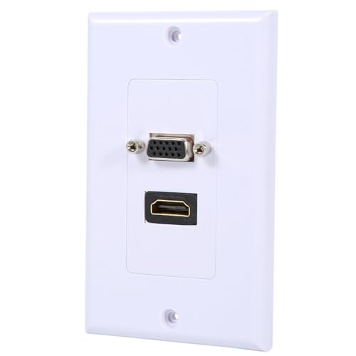 VGA -Wandplatte für Home & Office - 1 Port Weiblich + 1 Port VGA Weibliche Steckerplatte, Ideal für das Clean Cable Management