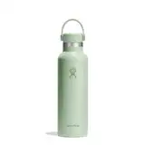 HYDRO FLASK - Standard Mouth Trinkflasche 621ml (21 oz) - Isolierte Wasserflasche aus Edelstahl - Sportflasche mit auslaufsicherem Flex Deckel & Gurt - Thermoflasche Spülmaschinenfest - Aloe