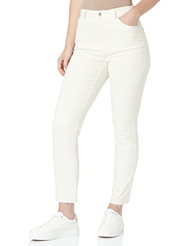 VERO MODA Damen Vmbrenda Hr Straight Ank Cut Color Jeanshose, Cloud Dancer 2, 25 EU