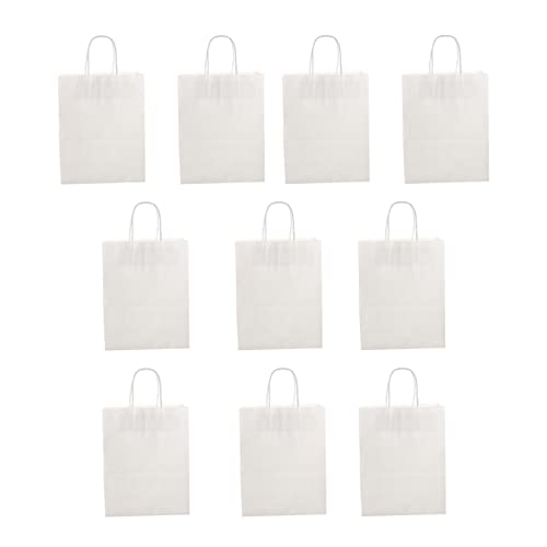 Baluue 10st Packsack Tragetasche Für Papierwaren Schmuck-geschenktüten Basteltaschen Einkaufstüten Aus Papier Papiertüte Mit Griffen Kraftpapier Lebensmittel Einkaufen Weiß Schüttgut