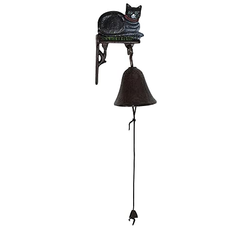 zeitzone Türglocke Schwarze Katze Glocke Gusseisen Rustikal Antik-Stil Braun