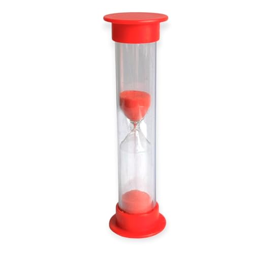 DE Healthcare Products – Sanduhr (3 min), Zahnputzsanduhr, Tee-Uhr, Zähneputzen/Tea Timer, farbige Zahnuhr für Kinder, rot, 1 Stück