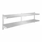 Royal Catering RCWR-180.2 Wandregal Edelstahl zwei Ablagen 180 x 30 cm à 3,5 cm Stärke 70 kg Traglast Edelstahlregal für Küche Küchenregal Edelstahl Regal Gastro