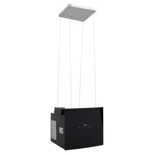 vidaXL Insel Dunstabzugshaube mit Berührungssensor, Abzugshaube mit Touch-LCD LED-Leuchten, Inselhaube mit abnehmbarem Fettfilter, Inselabzughaube Dunstabzug, LCD Hartglas