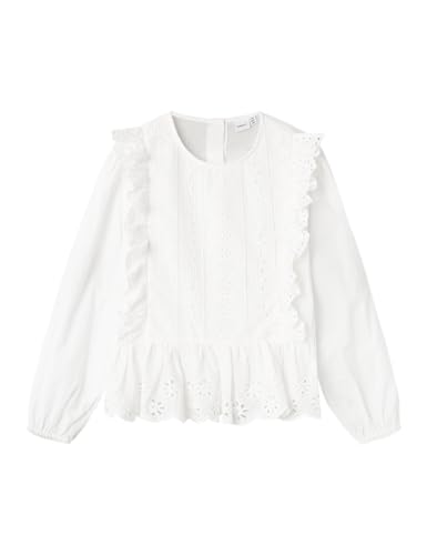 NAME IT Mädchen Nkfkora Shirt Bluse, Bright White, 134-140 EU