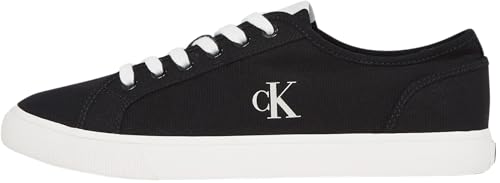 Calvin Klein Herren Vulcanized Sneaker Canvas Low Top, Schwarz (Ck Black/Bright White), 46