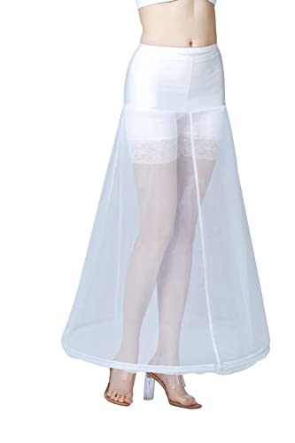 BEAUTELICATE Petticoat Unterröcke Reifrock Damen Rockabilly A Linie Lang für Hochzeit Brautkleid Abendlieid Weiß (Weiß - 1 Reifen,38-40)