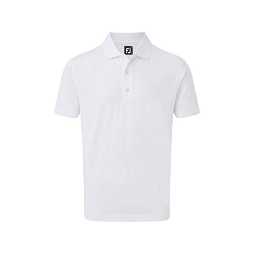 Footjoy Herren Stretch Pique Solid Rib Knit Collar Poloshirt, Weiß (Blanco 90084), XX-Large