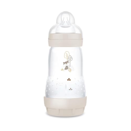 MAM Easy Start Anti-Colic Babyflasche (260 ml), besonders gut akzeptierte Milchflasche, Baby Trinkflasche mit Bodenventil gegen Koliken & Sauger Größe 1, 0+ Monate, Fuchs