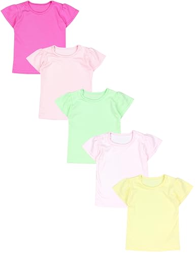 TupTam Baby Mädchen Kurzarm T-Shirt Gemustert Bunt 5er Set, Farbe: Mehrfarbig 3, Größe: 98