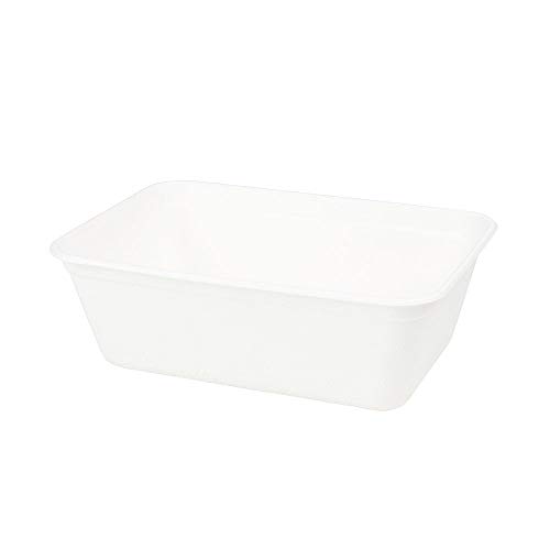 GREENBOX Bio Einweg Zuckerrohr Bagasse Schalen Einweggeschirr biologisch abbaubar I Hochwertige Menü-Box ungeteilt Einweg-Schale kompostierbar 500 ml I 50 Menü-Schalen rechteckig 12x17 cm weiß