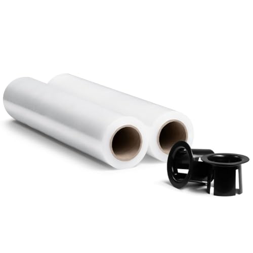 RAGO® Stretchfolie Transparent 2 Stück I Strechfolienrolle mit Handabroller 0,85 kg (7,5 x 7,5 x 40 cm) I Möbelfolie I Verpackungsmaterial I Umzugsfolie I Folie für möbel I Packfolien 150m