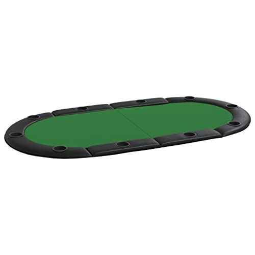 vidaXL Poker Tischauflage, Pokertisch Pokerauflage mit Getränkehaltern, Poker Tischdecke für bis zu 10 Spieler, Pokermatte Poker Tischplatte Klappbar, Grün