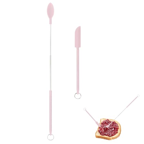 Silikonspatel,2 Stück Teleskop-Make-up-Spatel mit Haken zum Aufhängen | Hitzebeständiger Mini-Silikonspatel zum Kochen, Rühren