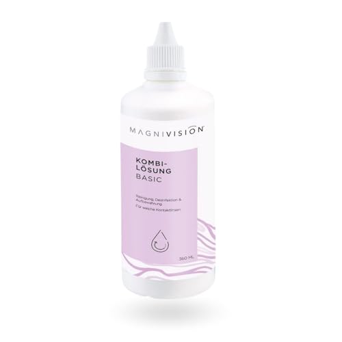 MAGNIVISION Kombilösung Basic, 100ml (Reisegröße) Kombilösung für weiche Kontaktlinsen, zur Reinigung und Lagerung von weichen Kontaktlinsen, boratfrei, Made in Europe