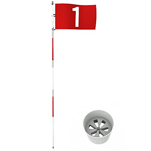 THIODOON Golf-Flagge, Golflöcher und Flaggen für Garten, Innenhof, Putting-Green, Golf-Lochbecher und Flagge für Putting-Übungen, 5-teiliges Design mit Anschlüssen (Flag Stick Set, 1 Pack)