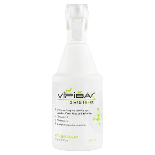 ViPiBaX Giardien EX Hygiene-Spray für Hund, Katze & Co - Geruchsentferner - Hygiene-Spray - Effektive Desinfektion gegen Giardien, Viren, Pilze & Bakterien - 500ml