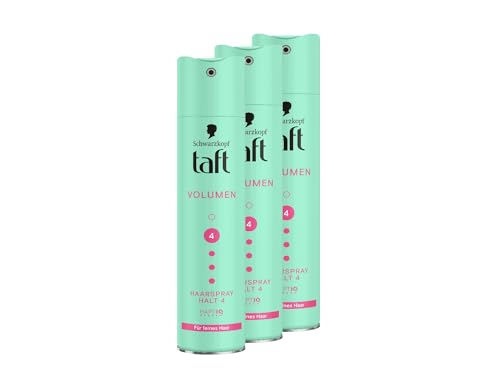 Schwarzkopf Taft Haarspray Volumen (3x 250 ml), Haltegrad 4 Haarstyling für Feines Haar, Vegane Formel*