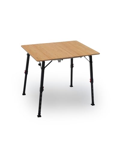 qeedo Quick Kimmy 80x60 cm Campingtisch rechteckig mit Bambus-Tischplatte, klappbar, höhenverstellbar