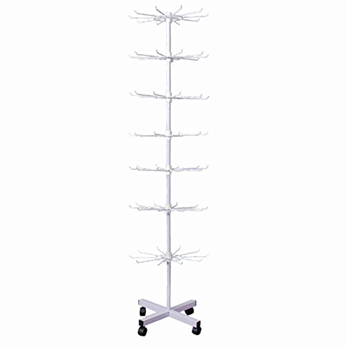 FWTXZTER 7-stöckiges Verkaufsständer Drehbar, Display Ständer mit Haken, Retail Rotating Stand Schmuck Hakenständer aus Metall Schlüsselanhänger Verkaufsstand Drehen für Kette Schal Socken Postkarte