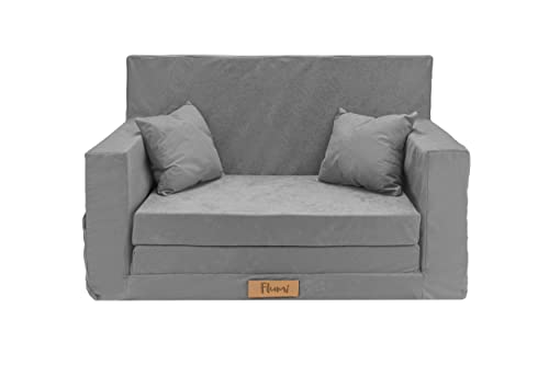 Flumi Personalisierte Kindercouch Kindersofa mit Schlaffunktion 3in1 Gravur Kindername - Kinder Sofa für Kinderzimmer - Schlafsessel mit Bettfunktion - Microfaser Kindermöbel 92x40x60