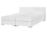 Beliani Boxspringbett Kunstleder in Weiß 160 x 200 cm modernes Polsterbett Hotelbett