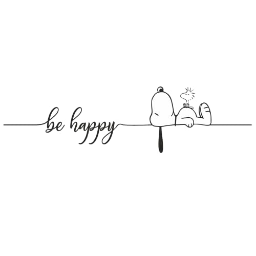 tradercat Auto Aufkleber Snoopy Be Happy - 2-teilig - 40cmx10cm - Sticker für alle Oberflächen - Fenster, Seitenspiegel, Heckscheibe, Motorhaube, Fahrzeug – mit Anleitung