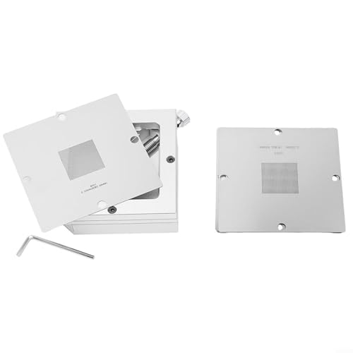 BGAReballing Kit 90 mm Leiterplattenhalter Station mit 10 Edelstahl-Schablonen, mehrere Größen für Elektronik-Wartungsarbeiten (1BGA Vorrichtung + 10 Schablonen)