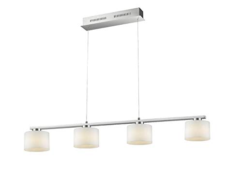 Trio Leuchten LED Pendelleuchte Alegro 325510407, Metall Nickel matt, Glas opal weiß, inkl. 4x 6.5 Watt LED, Switch Dimmer